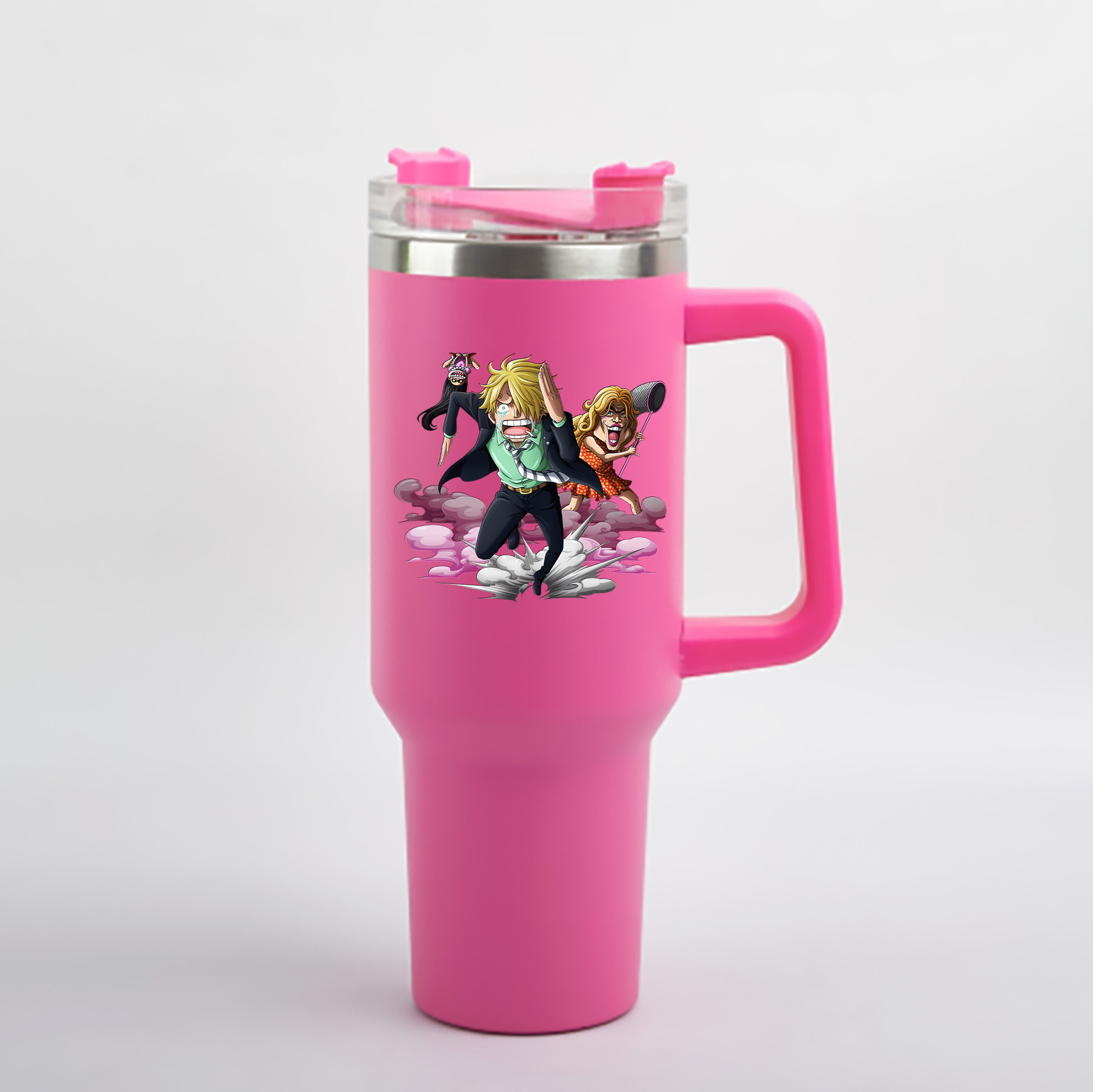 ワンピース サンジ ONE PIECE Sanji 1200mL車用タンブラー - クリスタルステッカー（プラスチックストロー付き）